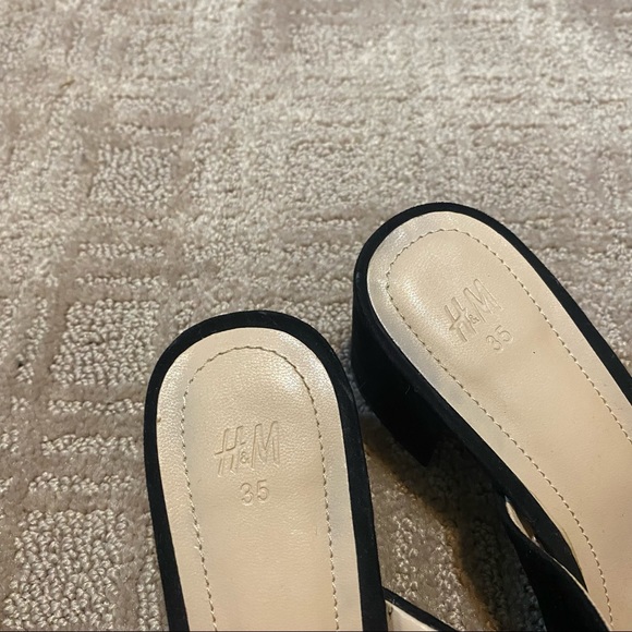 H&M Black Faux Suede Mule Heeled Sandals Size 5 (35) - Picture 8 of 15